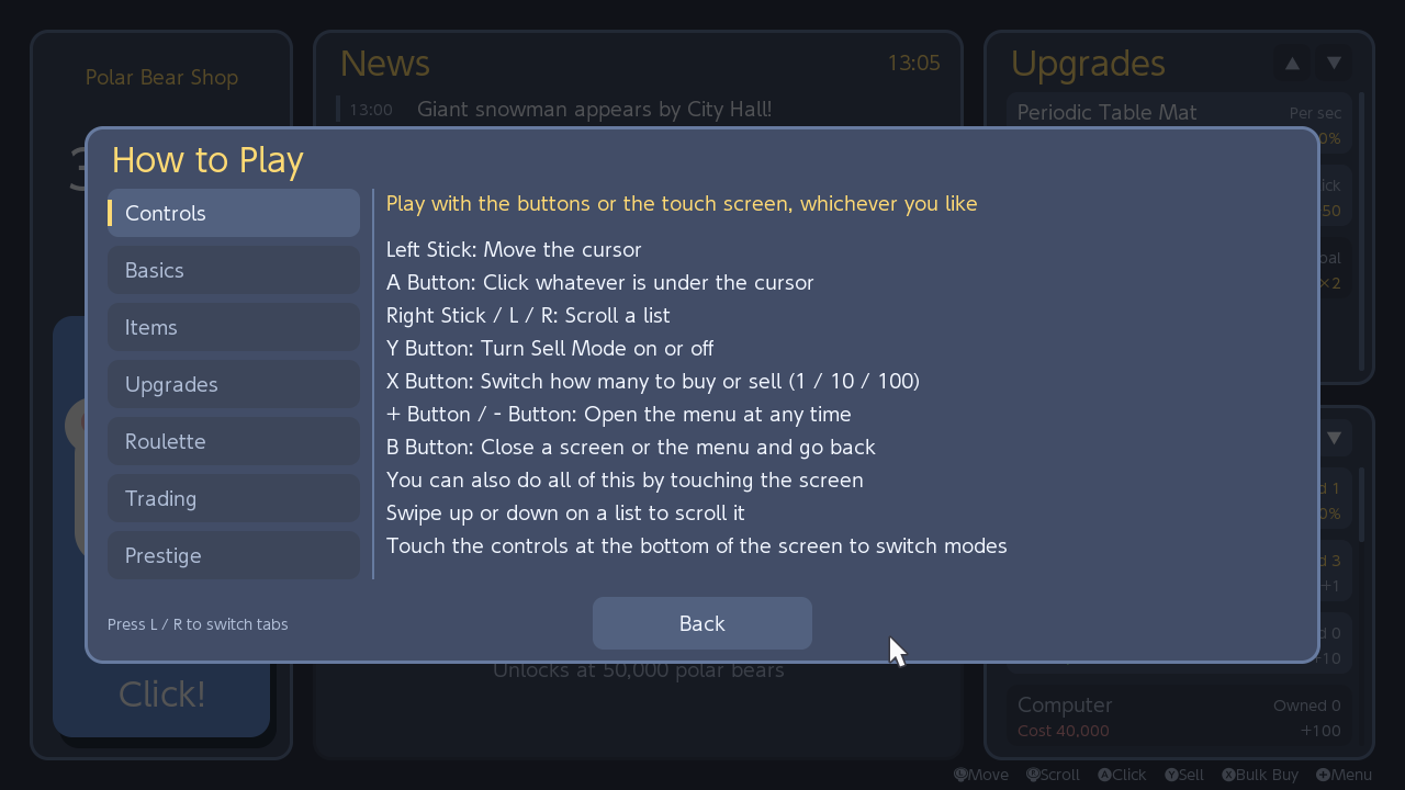 How to Play screen