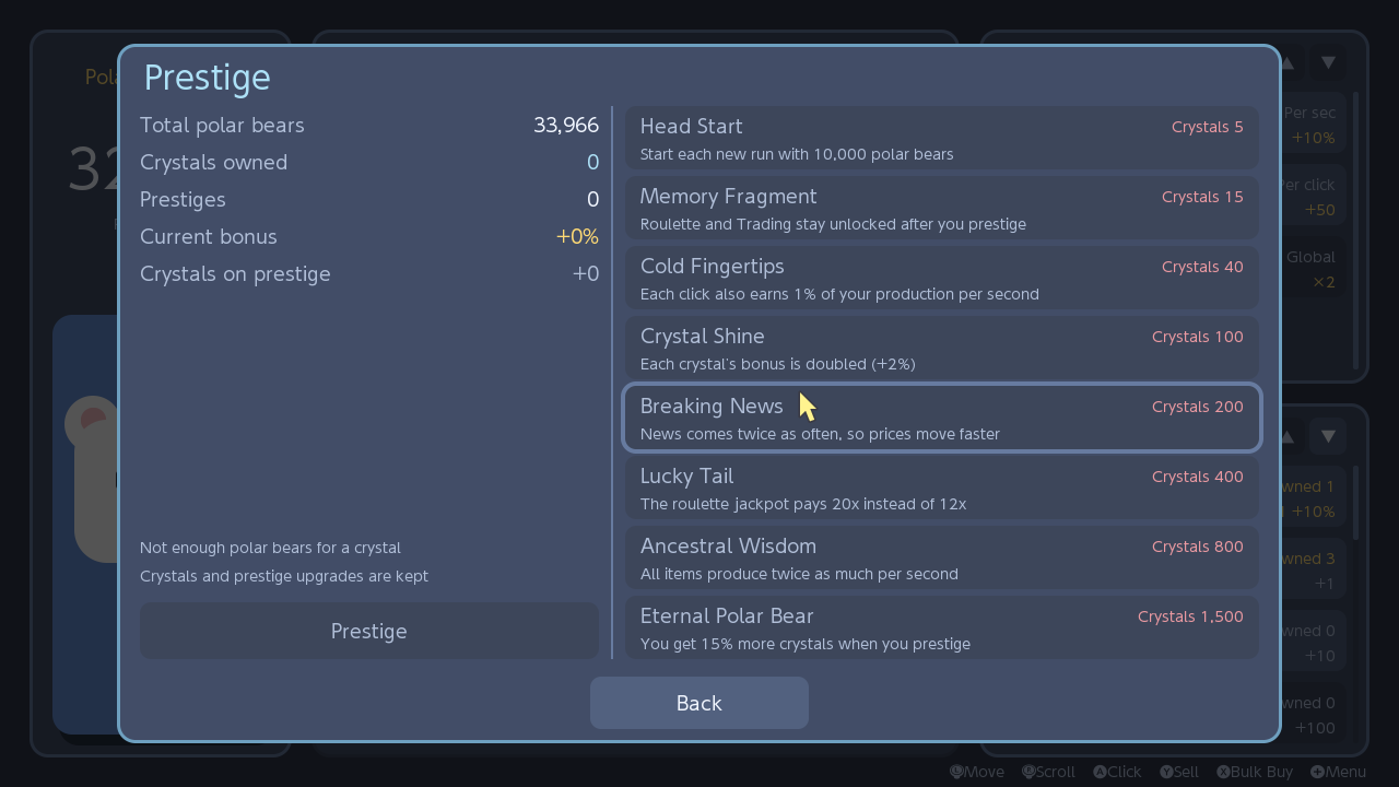 Prestige screen
